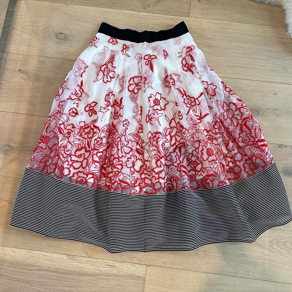 Sachin + Babi Floral Embroidered Skirt - Red and Black